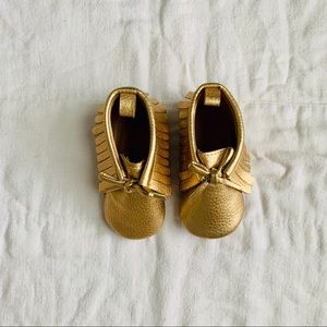 Gold Leather Moccasins